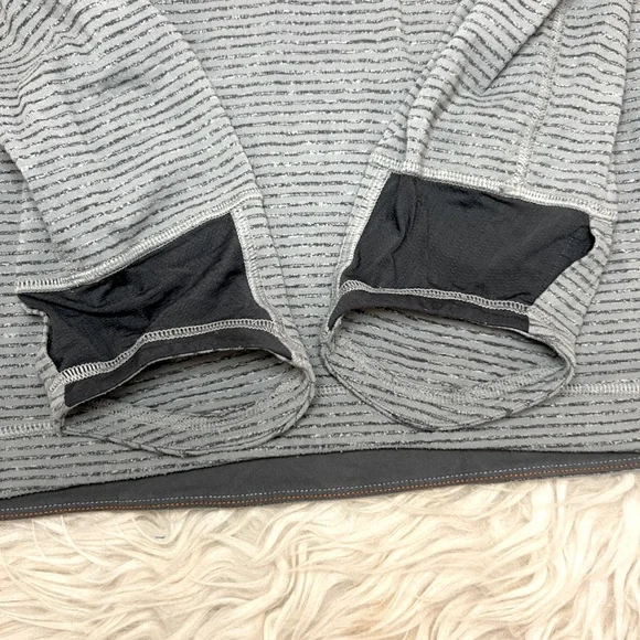Lululemon Surge Quarter Zip Pullover Long Sleeve Shirt Gray Striped Mens Medium - Picture 8 of 9